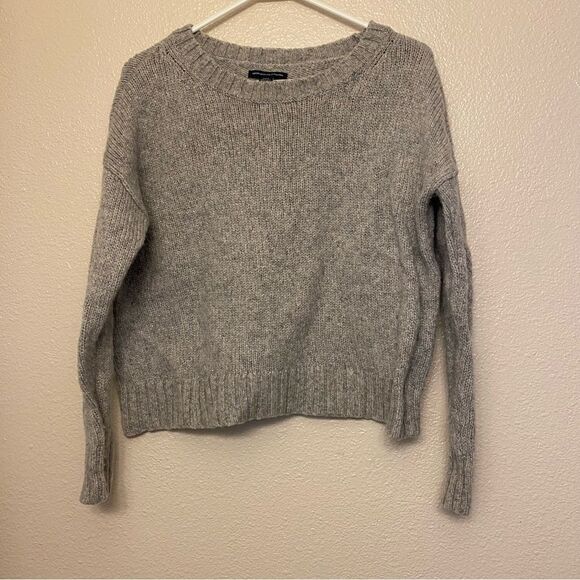 American Eagle oversized crew chunky gray silver sweater wool alpaca blend S - Picture 1 of 7